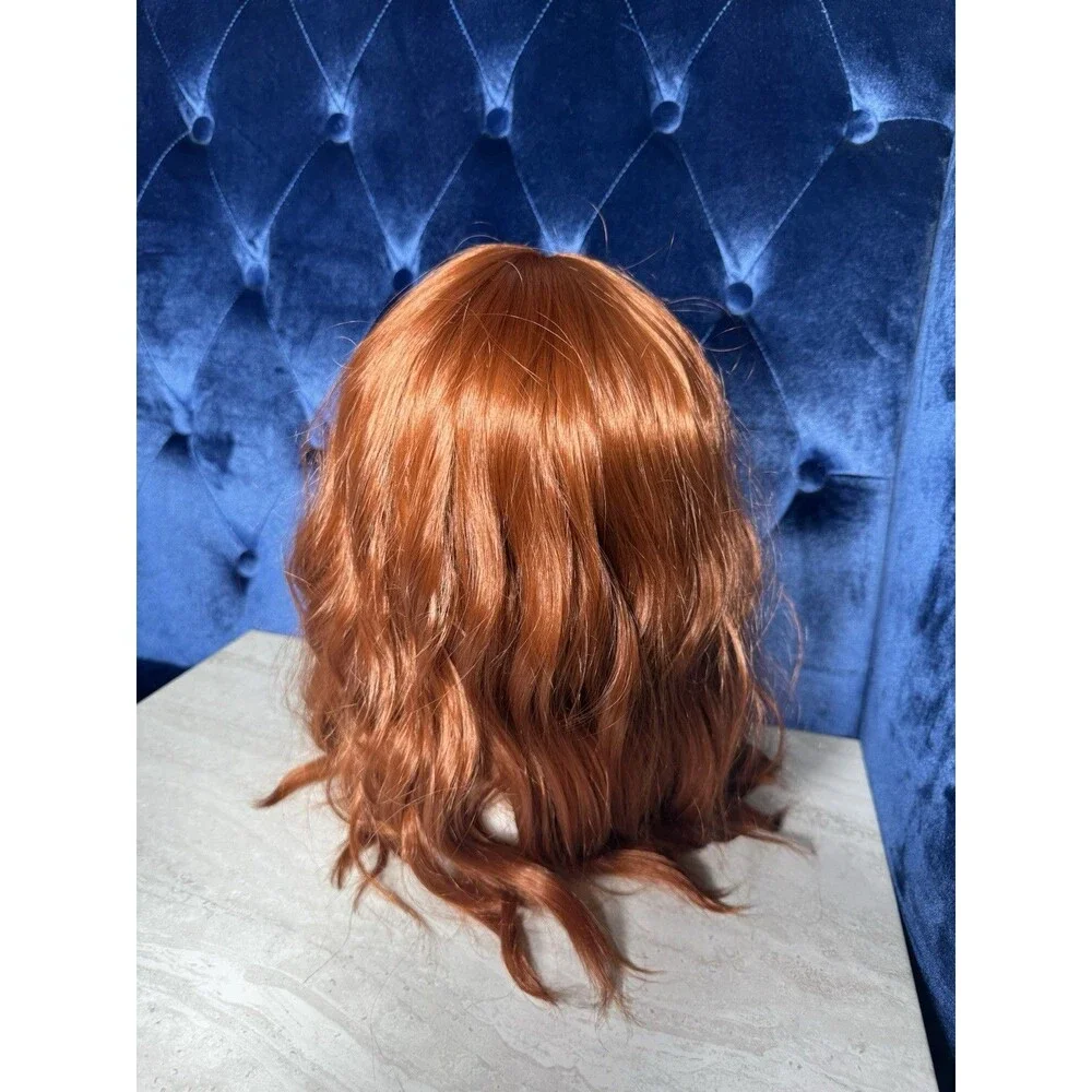 Duduwig Store Orange Short Curly Wig with Bangs Women Synthetic